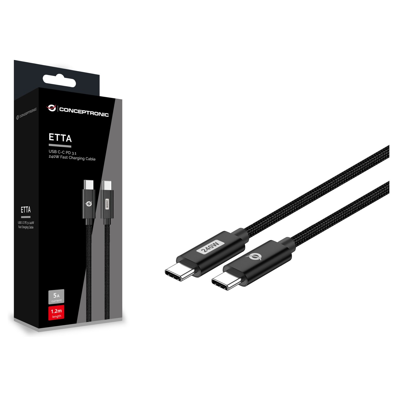 Buy CONCEPTRONIC Kabel USB-C3.1- to C 240W QC 480Mbs 2.00m sw in Cyprus, Nicosia, Limassol, Larnaka, Pafos