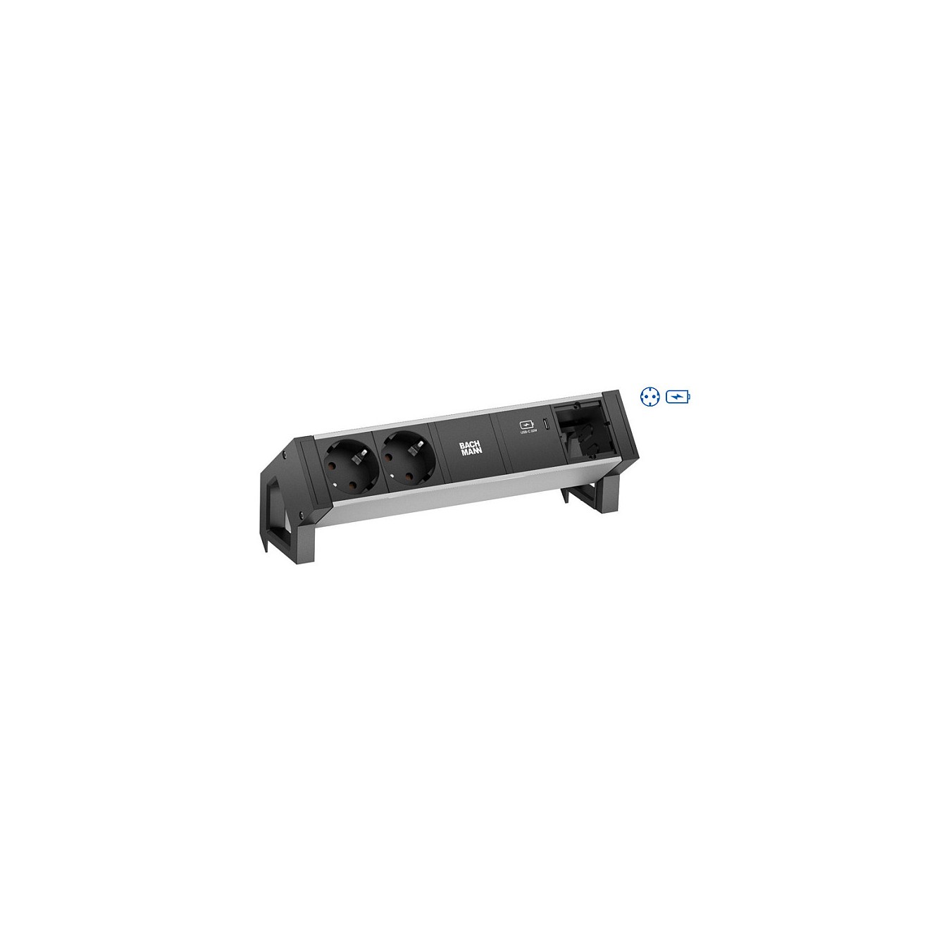Buy BACHMANN DESK2 ALU BLACK 2xSchutzkt.USBC, USB Charger 60W 0,2m GST18 in Cyprus, Nicosia, Limassol, Larnaka, Pafos