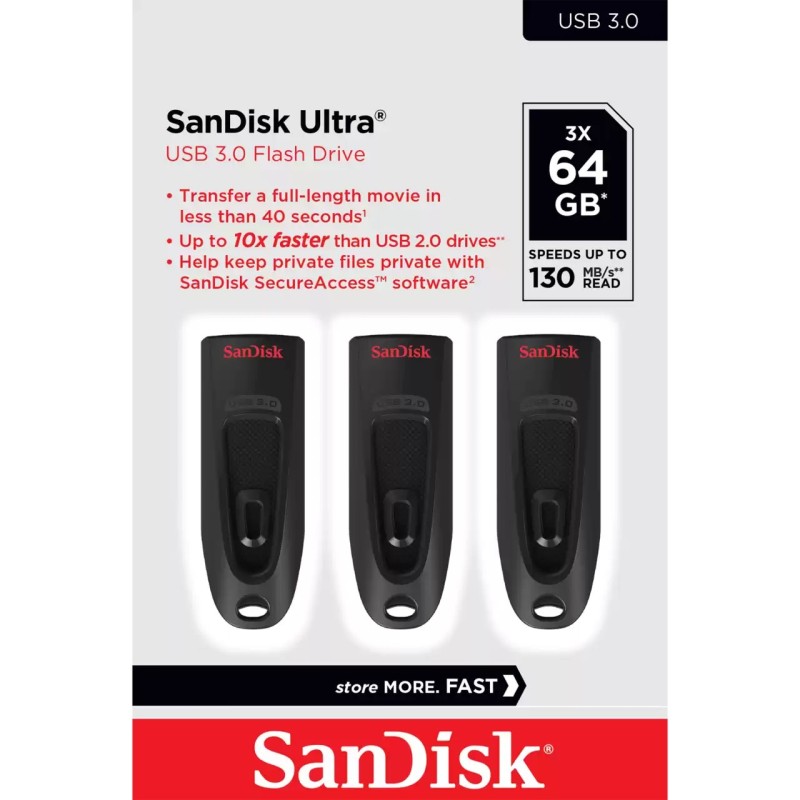 Buy SanDisk Ultra 64GB USB 3.2 Gen 1 Flash Drive - Black, Retractable Slide, 130... in Cyprus, Nicosia, Limassol, Larnaka, Pafos