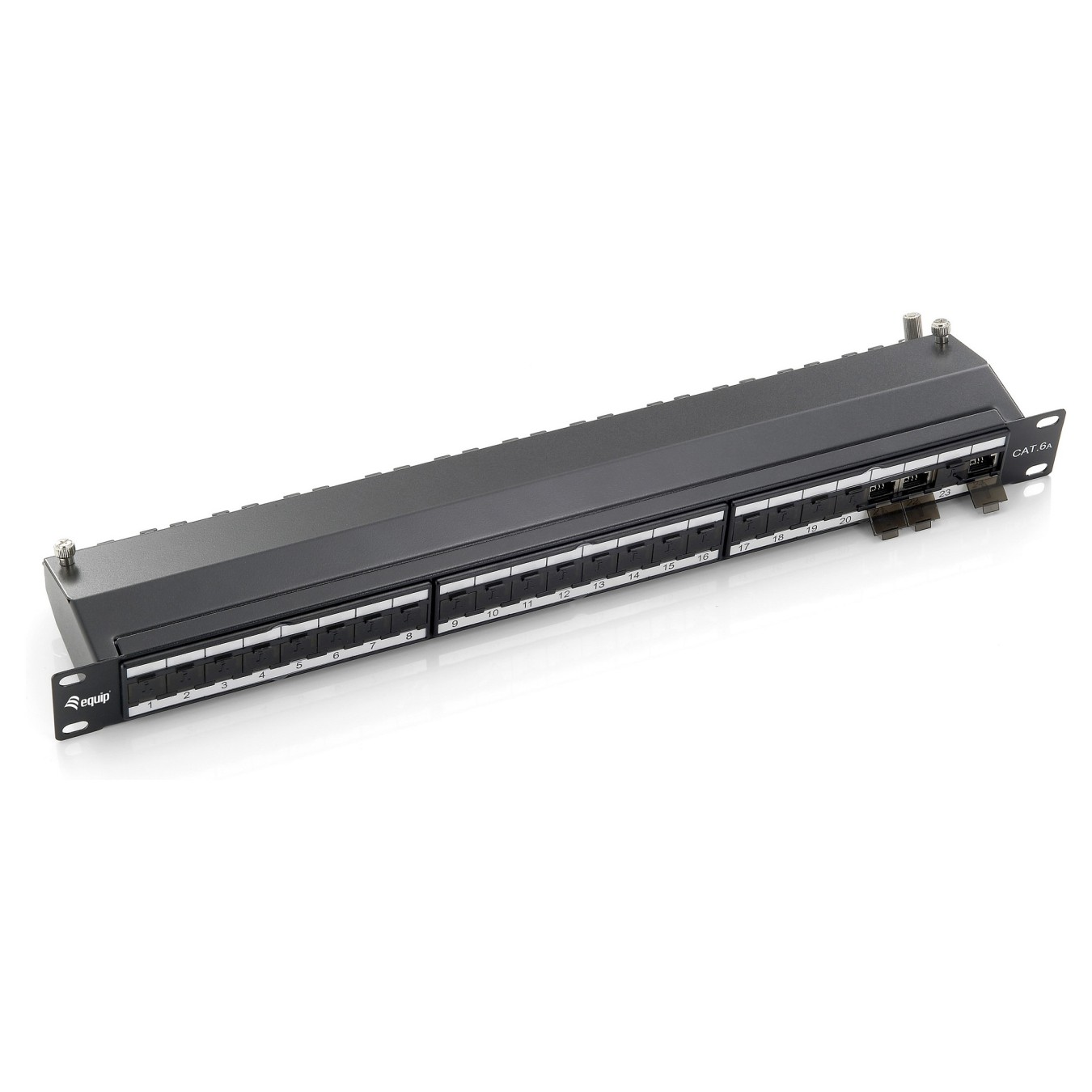 Buy 19' Patchpanel 24xRJ45 Cat6a FTP 1U 500MHz RAL9005 in Cyprus, Nicosia, Limassol, Larnaka, Pafos