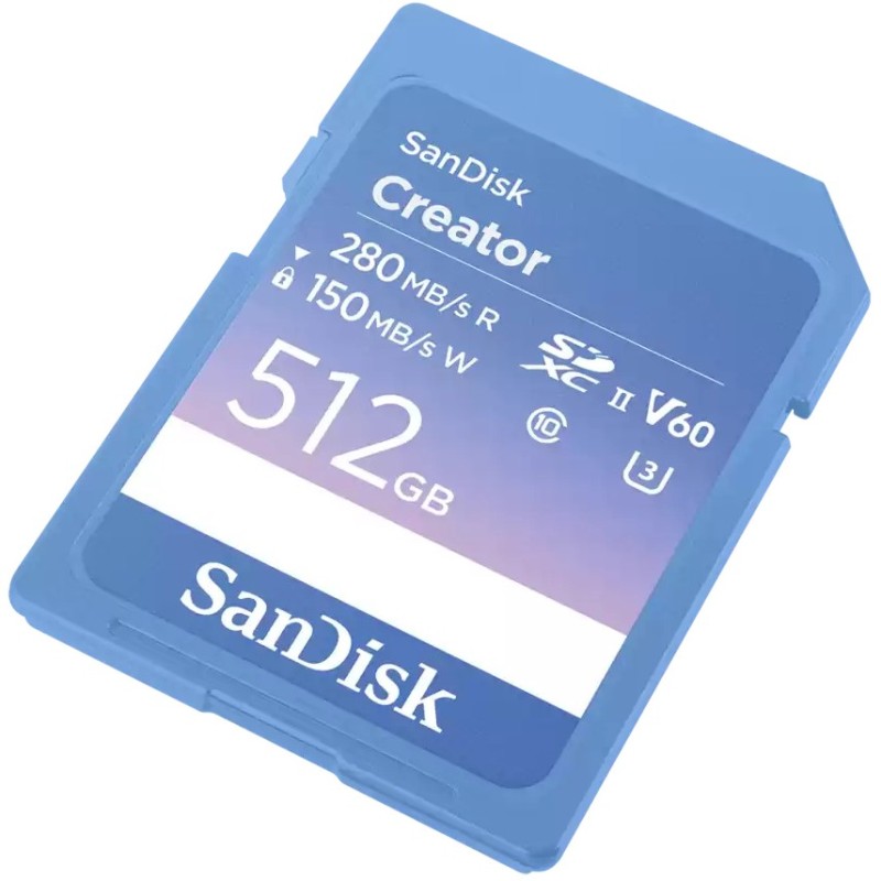 Buy SanDisk Creator SD UHS-II 512GB - Blue, SDXC, U3/V60, Class 10, 280MB/s Read... in Cyprus, Nicosia, Limassol, Larnaka, Pafos
