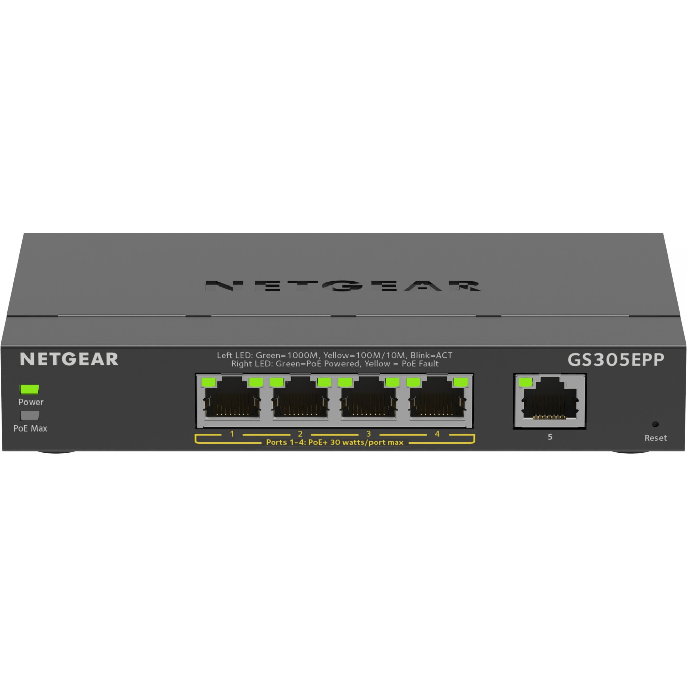 NETGEAR 5-Port Gigabit PoE+ Managed Switch - GS305EPP-100PES - Black, 4 PoE+ Ports, L2/L3 — Buy in Cyprus with Fast Delivery