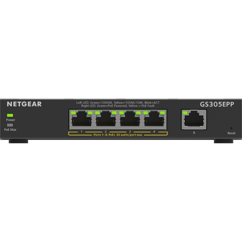Buy NETGEAR 5-Port Gigabit PoE+ Managed Switch - GS305EPP-100PES - Black, 4 PoE+... in Cyprus, Nicosia, Limassol, Larnaka, Pafos