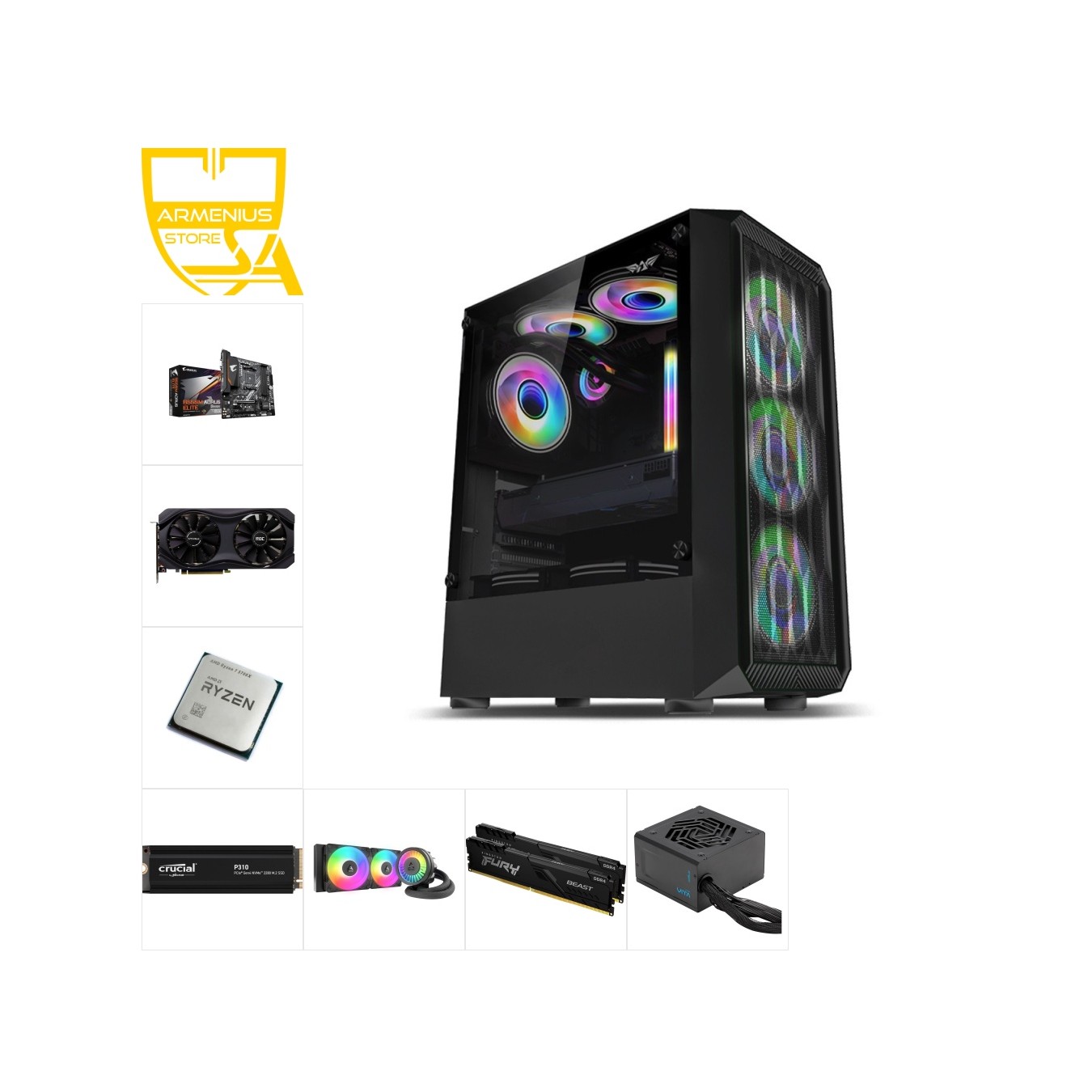 Custom Gaming PC | Ryzen 7 5700X + Intel Arc B570 10GB | 16GB DDR4, 1TB NVMe — Armenius Store Cyprus