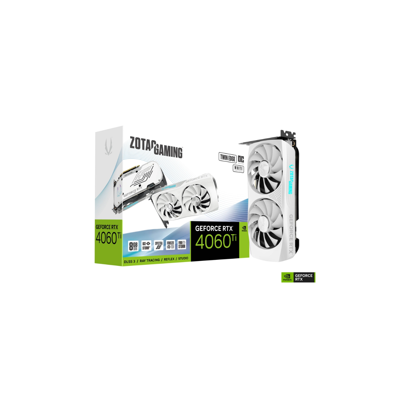 ZOTAC GeForce RTX 4060 Ti Twin Edge - White, 8GB GDDR6, 2535MHz Boost, PCIe 4.0
