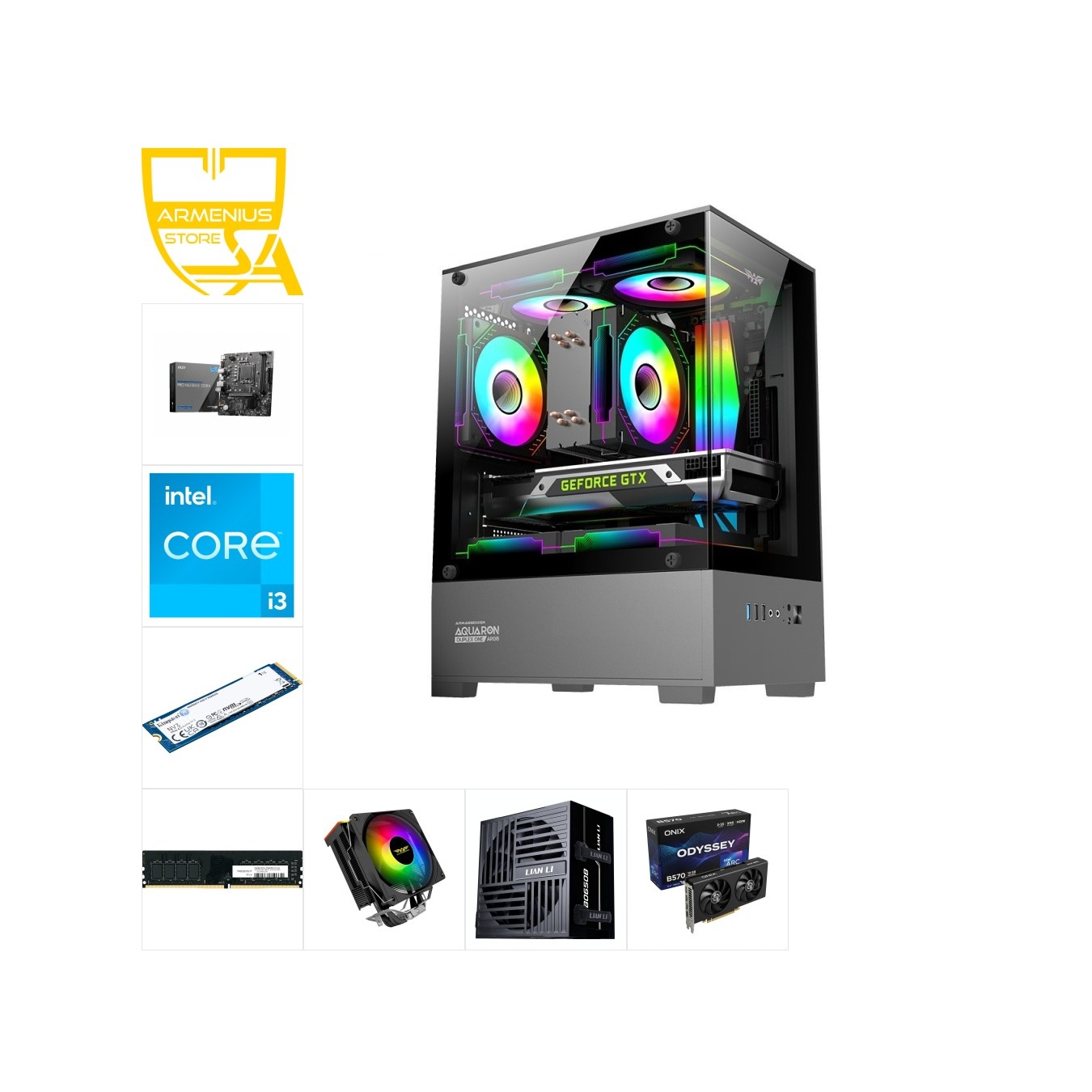 Custom 1080p Gaming PC - i3-12100F, Intel Arc 10GB, 16GB DDR4, 1TB NVMe — Armenius Store Cyprus