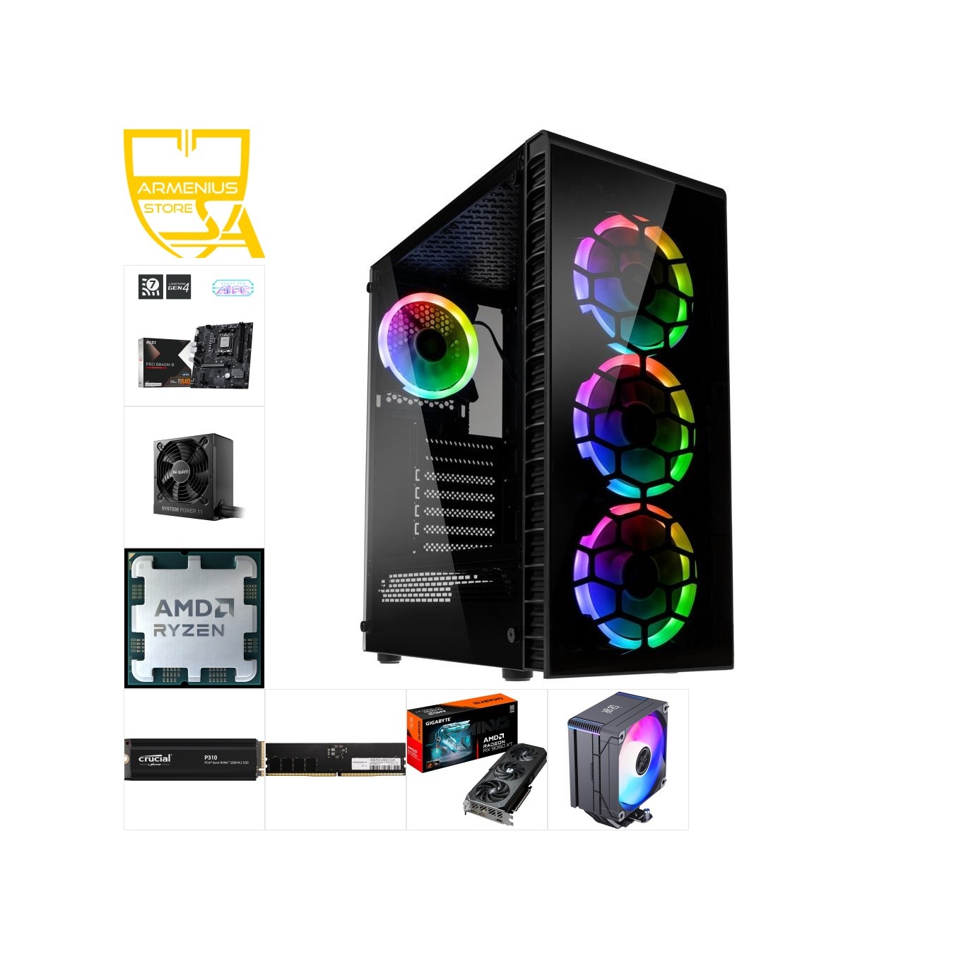 Ryzen 5 7500F Gaming PC with Radeon RX 9060 XT | 16GB DDR5, 1TB NVMe — Armenius Store Cyprus