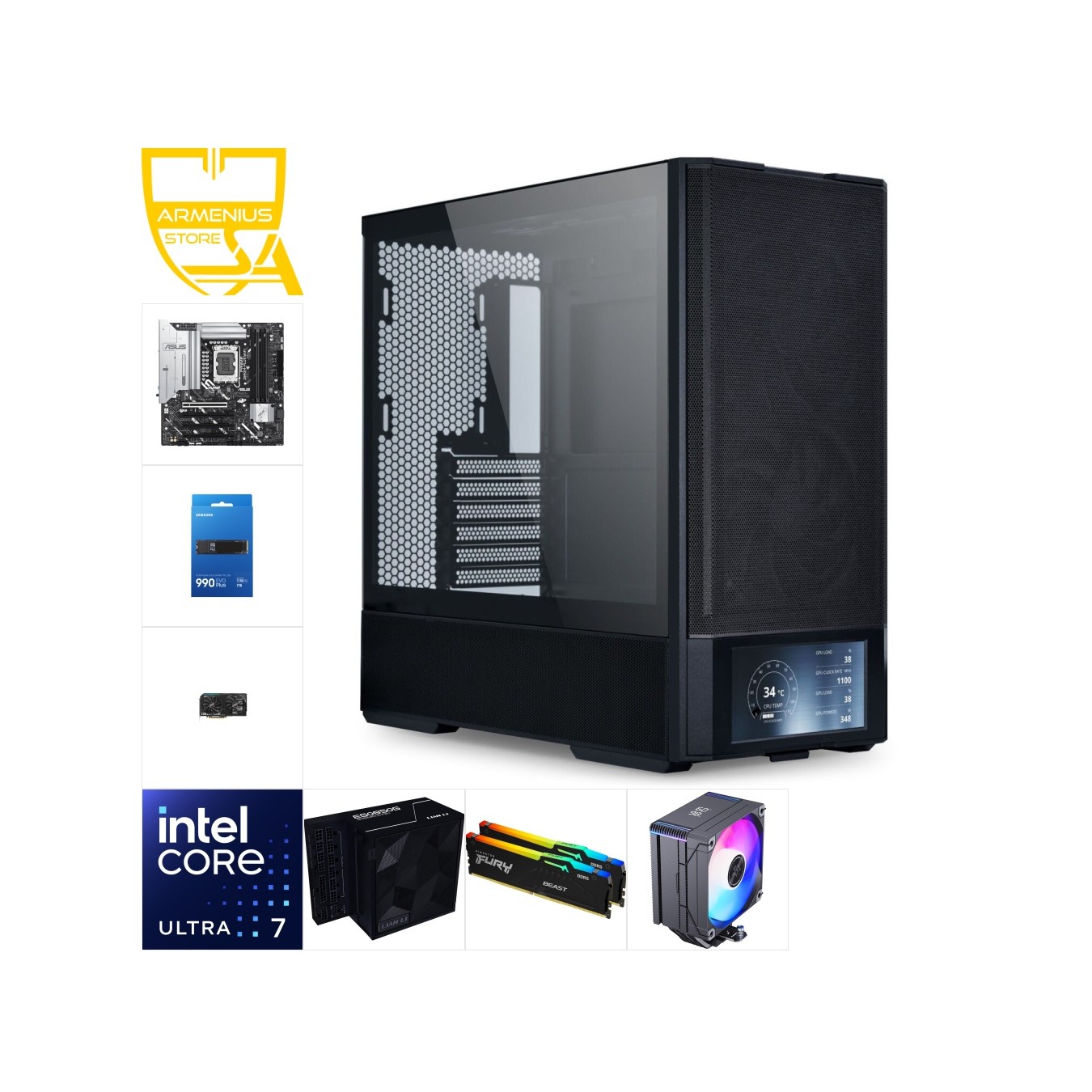 Custom High Performance PC | Intel Ultra 7 265KF + Intel Arc B570 10GB, 16GB DDR5, 1TB NVMe — Armenius Store Cyprus
