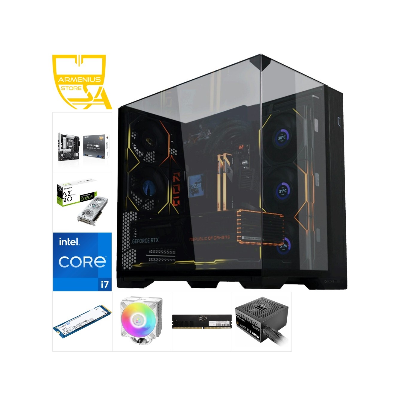 Custom Gaming PC | i7-13700KF + RTX 5060 Ti, 16GB DDR5, 1TB NVMe — Armenius Store Cyprus