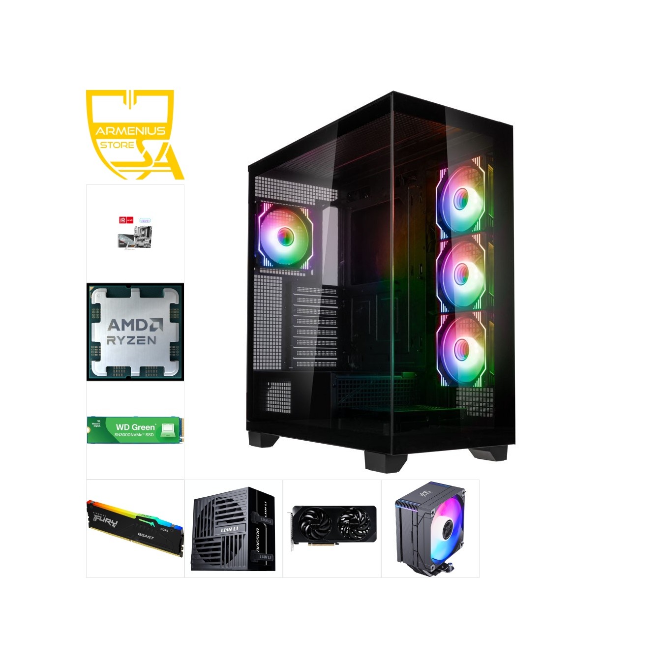 Custom Gaming PC | Ryzen 7 7700 • RTX 5060 8GB • 32GB DDR5-6000 • 1TB NVMe — Armenius Store Cyprus