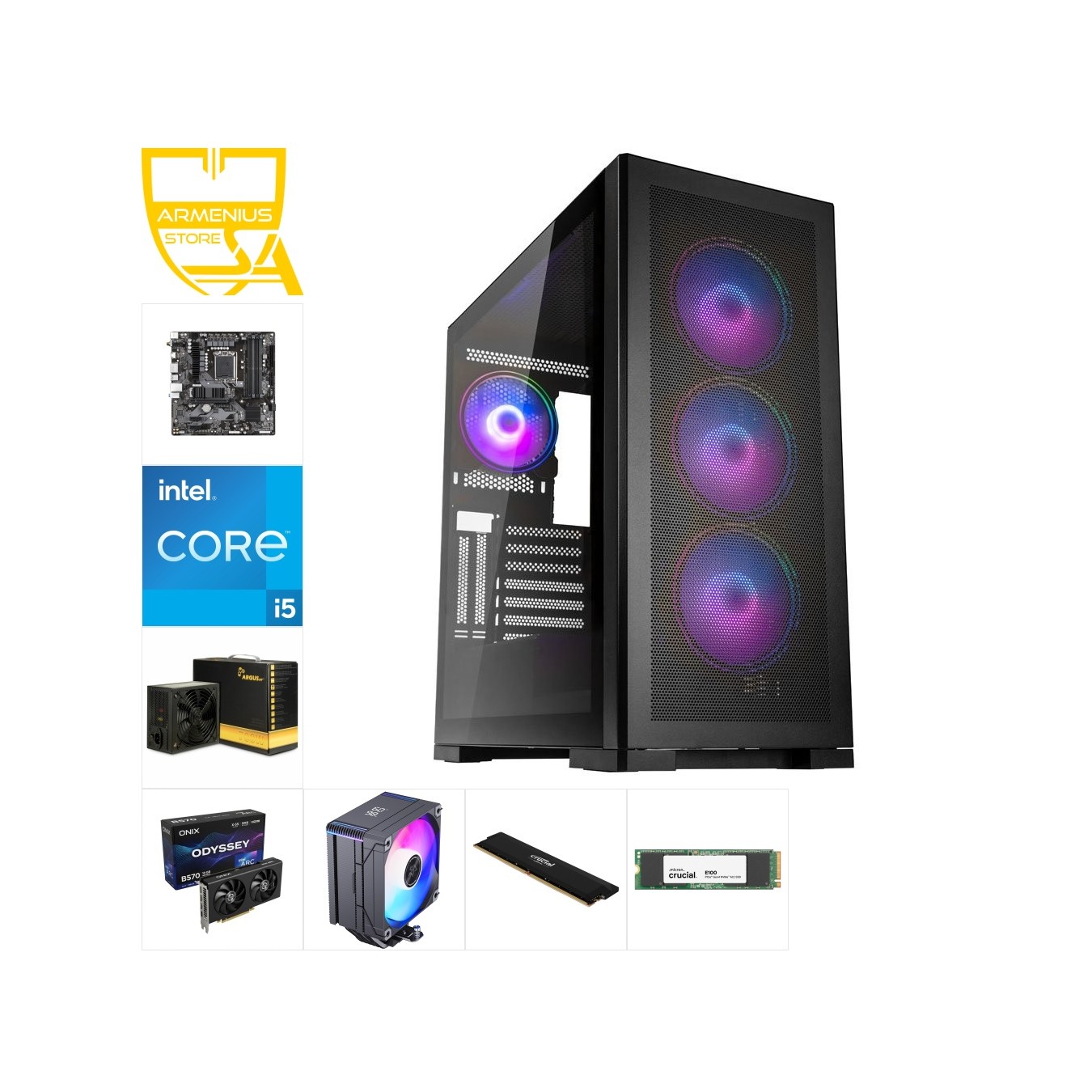 Custom Gaming PC | i5-12400F + Intel Arc 10GB, 32GB DDR5, 1TB NVMe - Full Setup — Armenius Store Cyprus