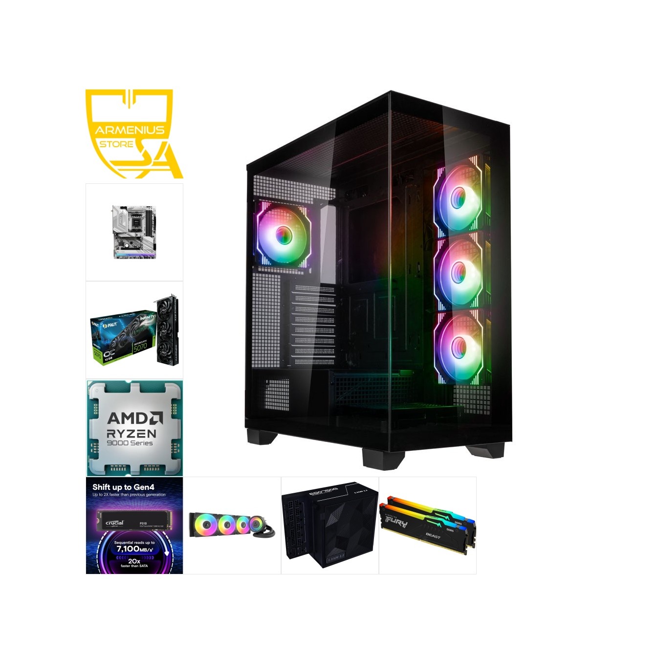 Custom Gaming PC | Ryzen 7 9700X + RTX 5070 | 16GB DDR5 | 1TB NVMe — Armenius Store Cyprus