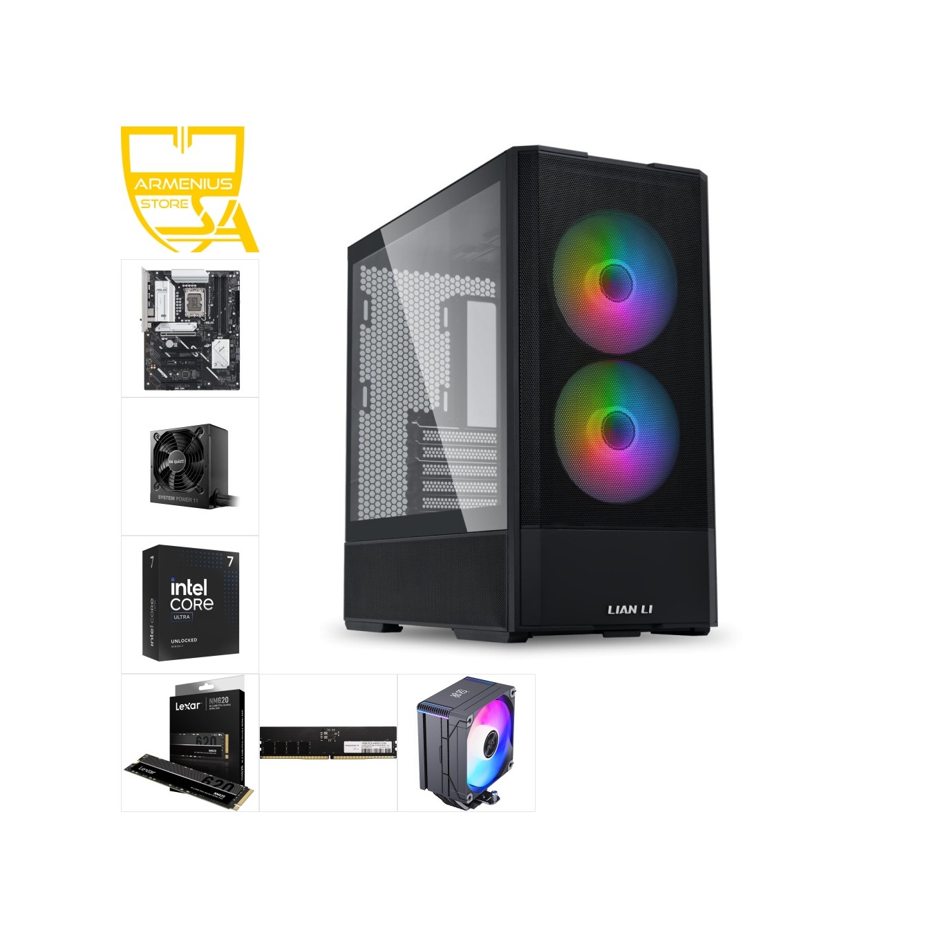 Custom Workstation PC | Intel Core Ultra 7 265KF, 16GB DDR5, 512GB NVMe, B860 Wi‑Fi — Armenius Store Cyprus