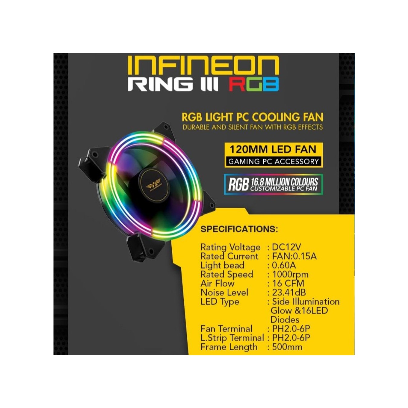 Armaggeddon Infineon Ring 3 - 120mm RGB Case Fan - 16 CFM | Armenius Store