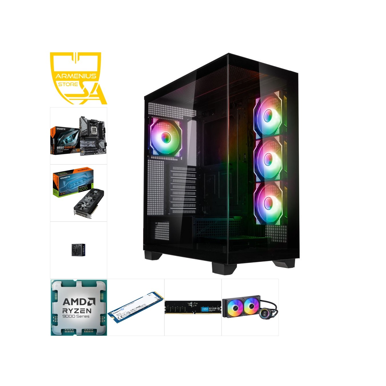 Custom High Performance PC | Ryzen 7 9700X, RTX 5070, 32GB DDR5, 1TB NVMe — Armenius Store Cyprus