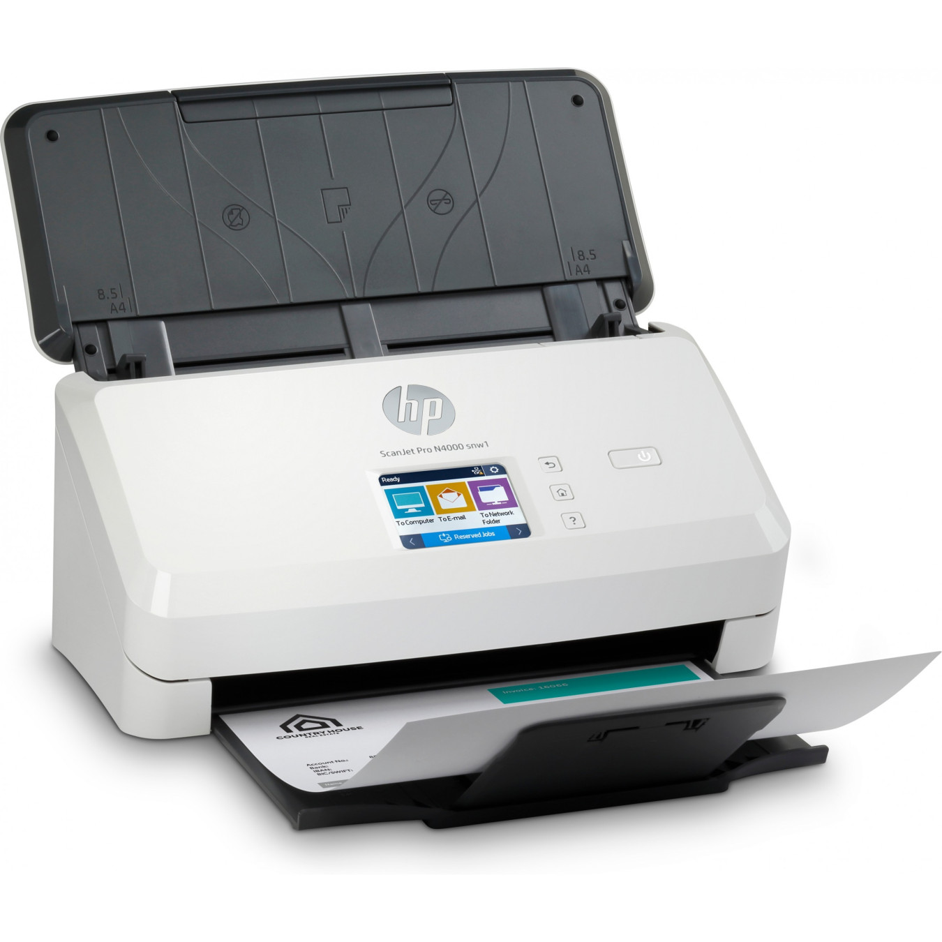 HP ScanJet Pro N4000 snw1 - A4 Sheet-fed Duplex Scanner, USB 3.0, Ethernet & Wi-Fi, 50-sheet ADF, 600 dpi, Black/White