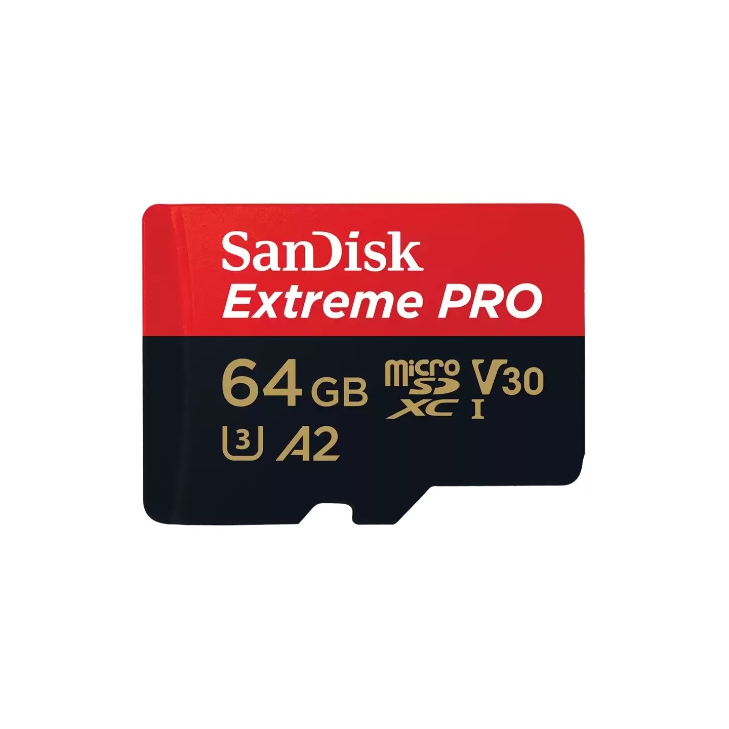 SanDisk Extreme PRO microSDXC 64GB - UHS-I (U3, V30), 200MB/s Read, 140MB/s Write - Black/Red + SD Adapter