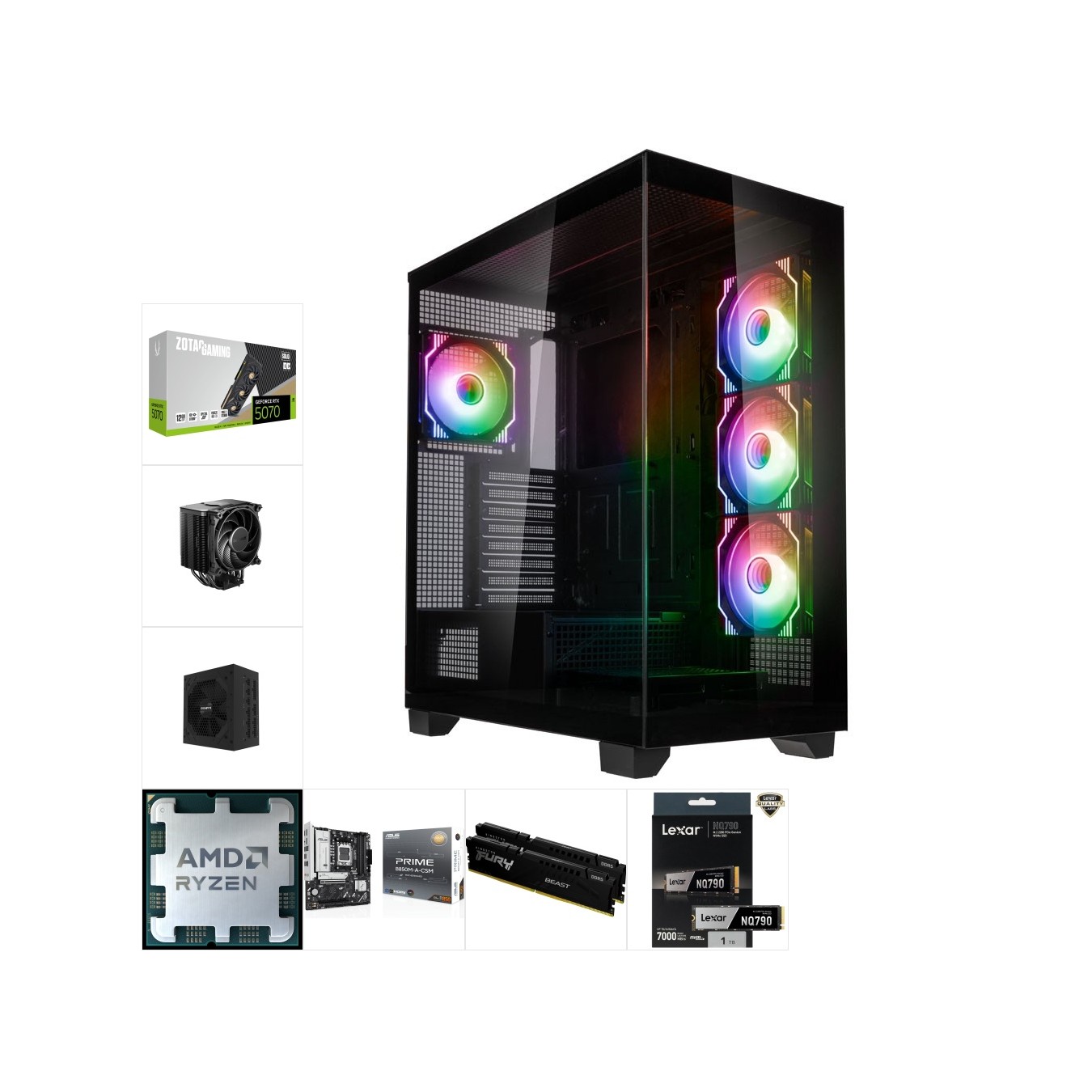 Custom Gaming PC - Ryzen 7 7700 | ZOTAC RTX 5070 12GB | 32GB DDR5 | 1TB NVMe — Armenius Store Cyprus
