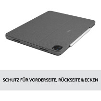 Logitech Combo Touch - iPad Pro 12.9 (5th Gen) - Oxford Grey Keyboard Case with Trackpad & Pen Holder (UK QWERTY)