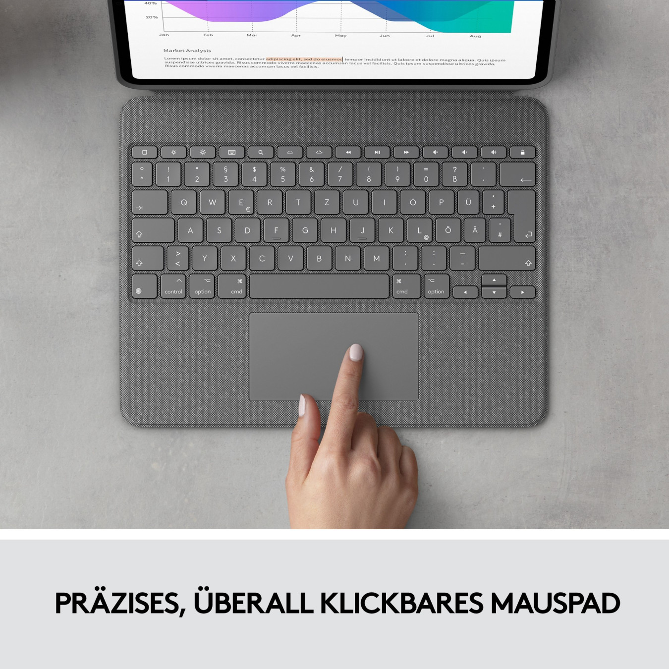 Logitech Combo Touch - iPad Pro 12.9 (5th Gen) - Oxford Grey Keyboard Case with Trackpad & Pen Holder (UK QWERTY)