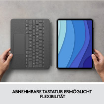 Logitech Combo Touch - iPad Pro 12.9 (5th Gen) - Oxford Grey Keyboard Case with Trackpad & Pen Holder (UK QWERTY)