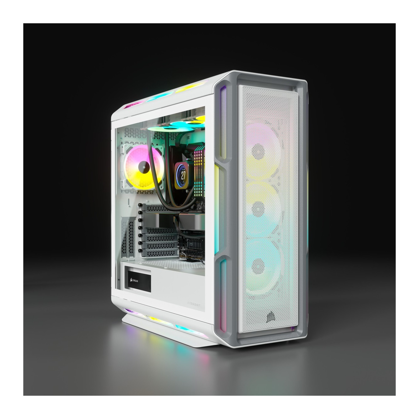 Corsair iCUE 5000T RGB TG - Mid Tower PC Case - White, E-ATX/ATX/mATX, Tempered Glass & RGB Fans