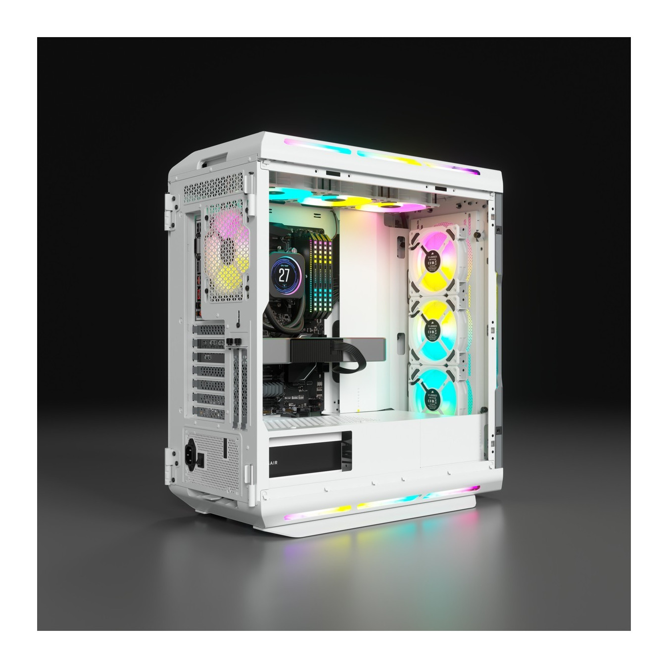 Corsair iCUE 5000T RGB TG - Mid Tower PC Case - White, E-ATX/ATX/mATX, Tempered Glass & RGB Fans