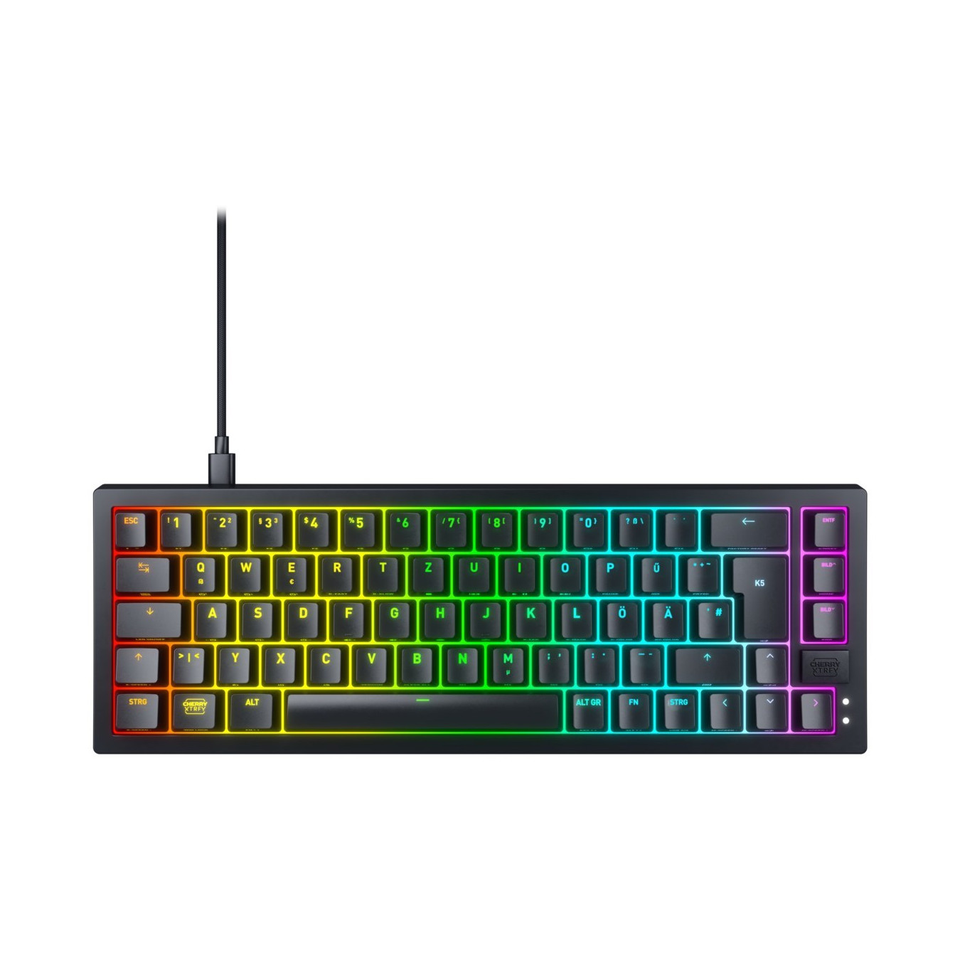 Cherry Xtrfy K5V2 - MX2A Red - 65% Compact RGB Mechanical Gaming Keyboard, QWERTZ German, Black, Wired USB