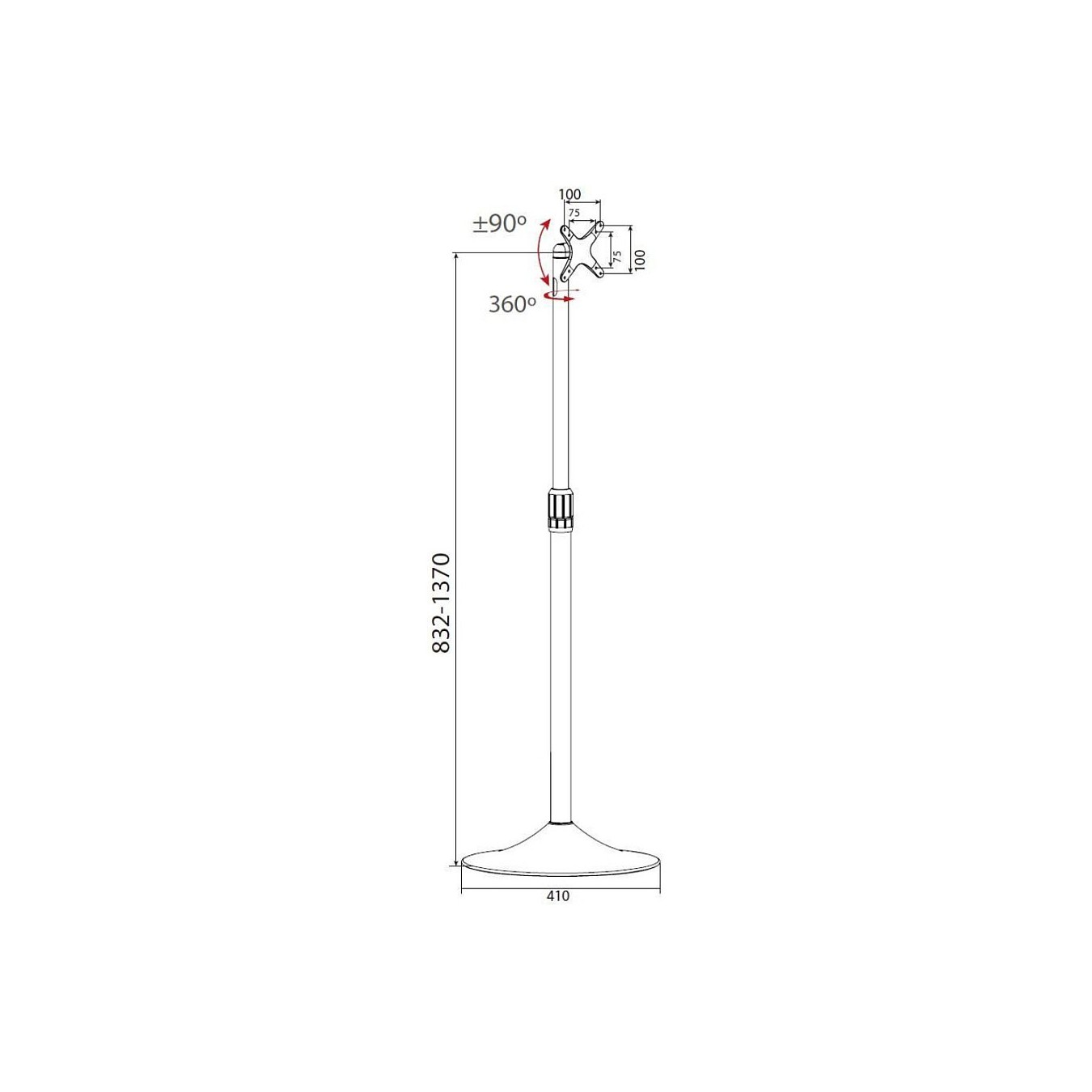 Buy TECHLY Standhalterung fuer Displays Bildschirme LCD LED von 33 bis 70cm 13-27Zoll fuer Ihre Ausstattung bis 22 KG VES... in 