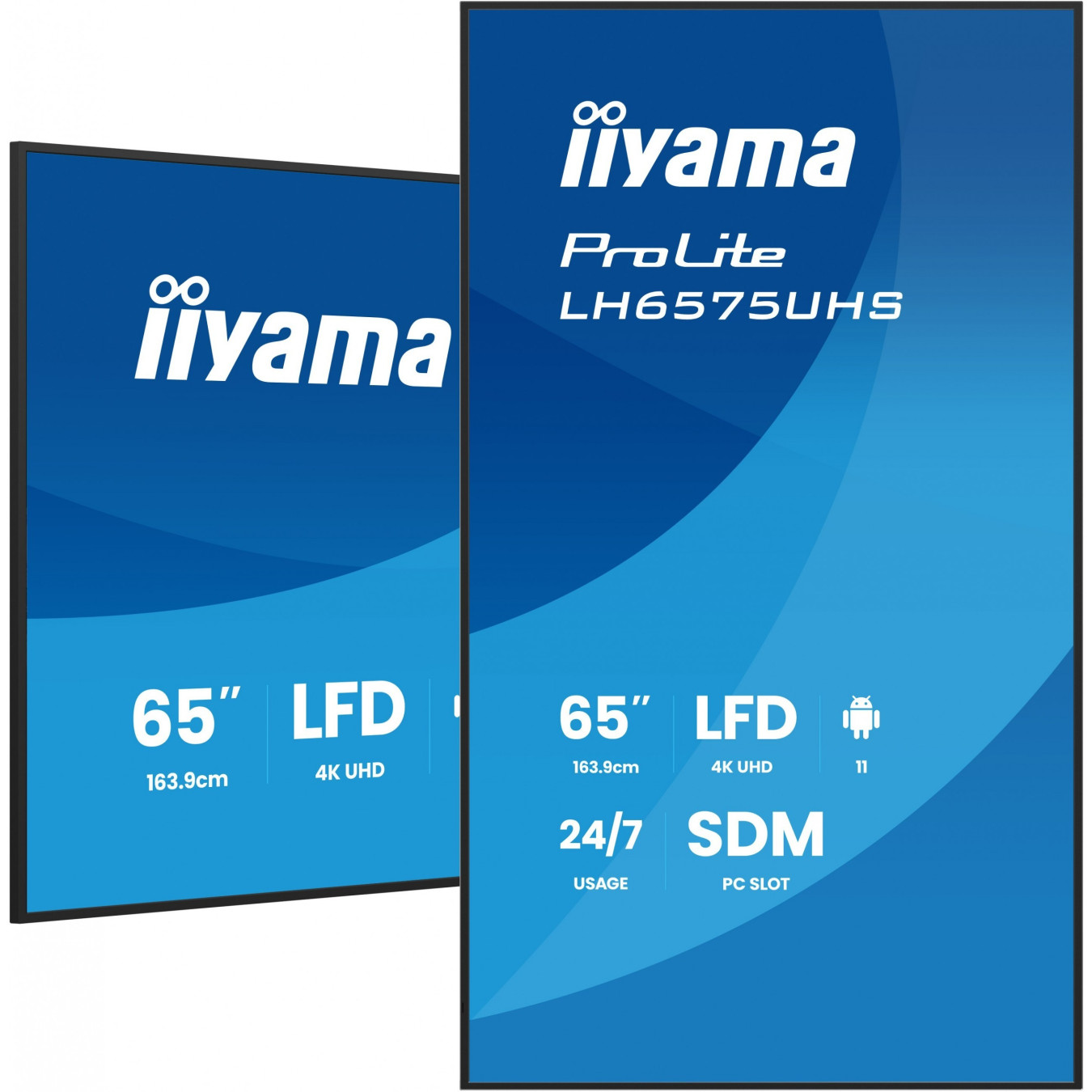 iiyama LH6575UHS-B2AG - 65" 4K UHD Digital Signage - Android 11, 4GB RAM/32GB, IPS, 500 cd/m², Wi-Fi 5, 24/7