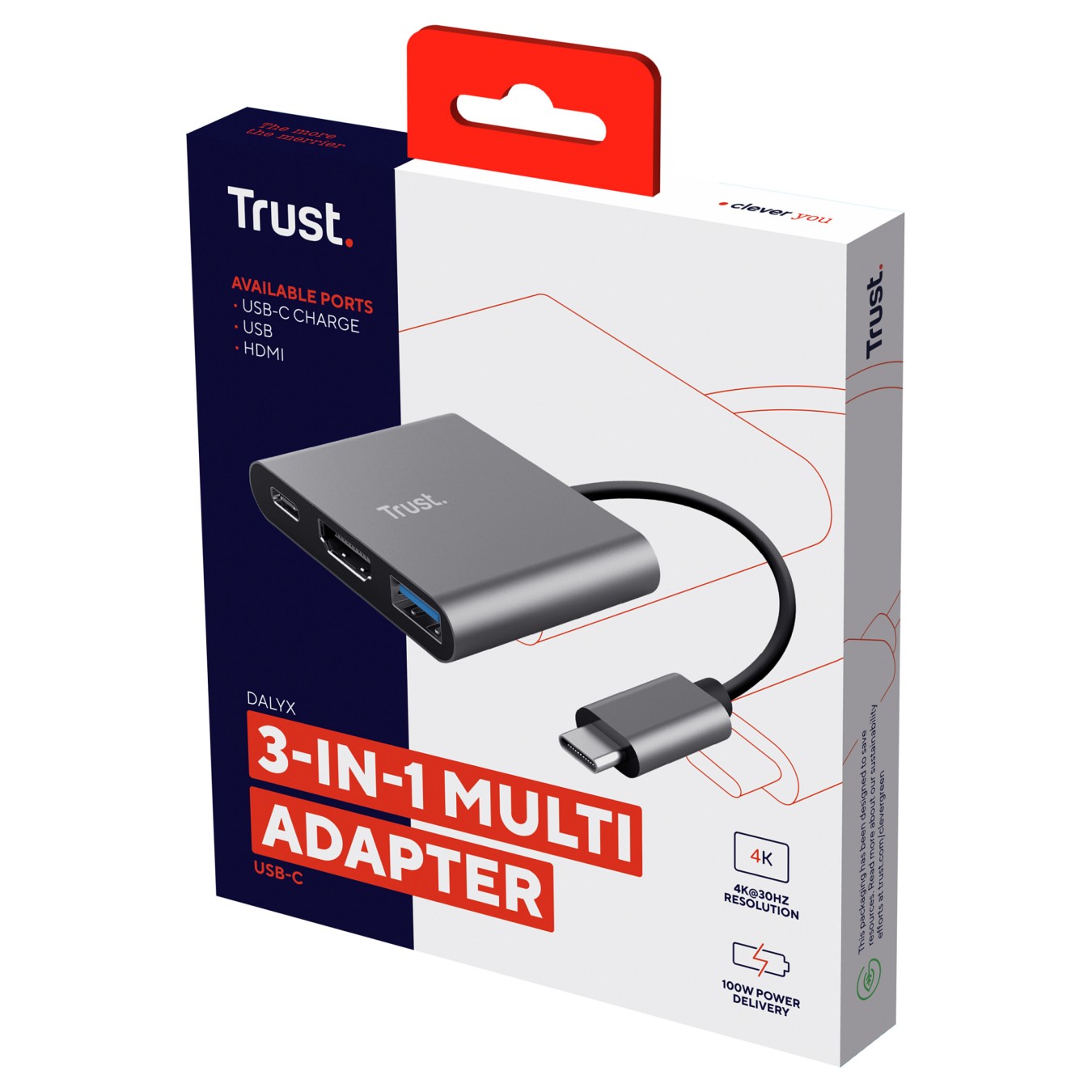 Buy Trust Dalyx 3-in-1 Multiport USB-C Adapter - Dockingstation in Cyprus, Nicosia, Limassol, Larnaka, Pafos