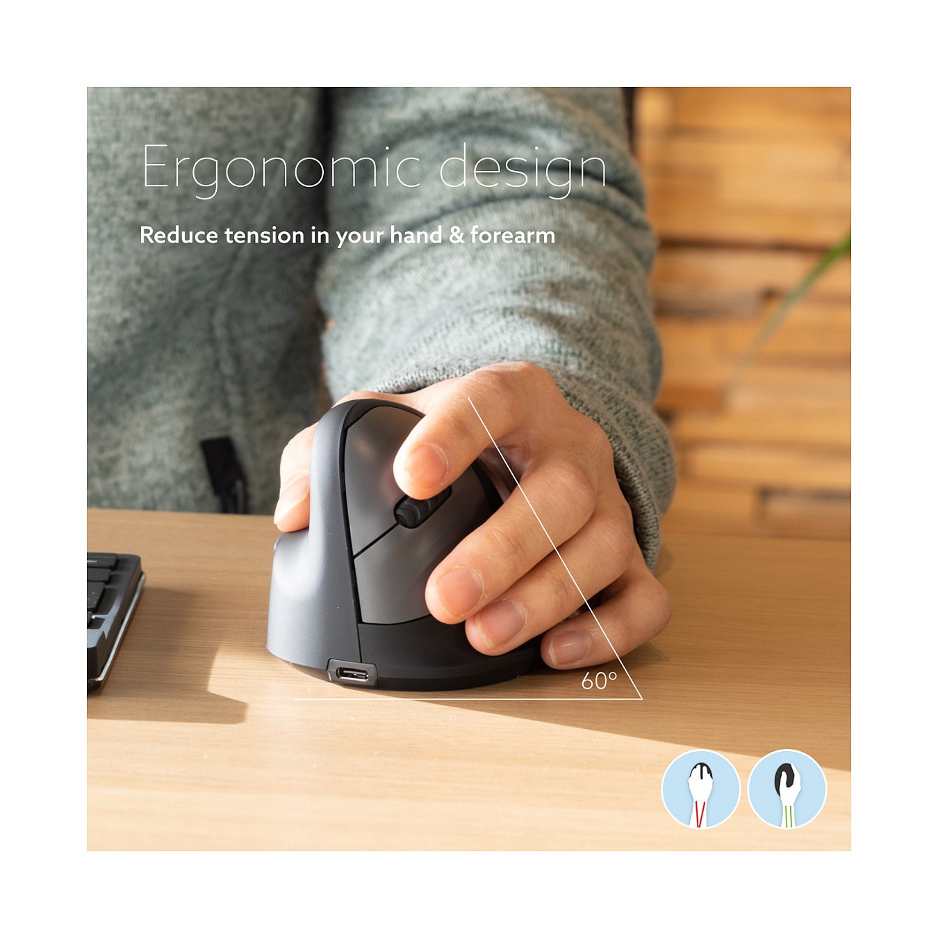 Buy R-Go Maus HE ergonomisch links Bluetooth mittel schw. silb retail in Cyprus, Nicosia, Limassol, Larnaka, Pafos