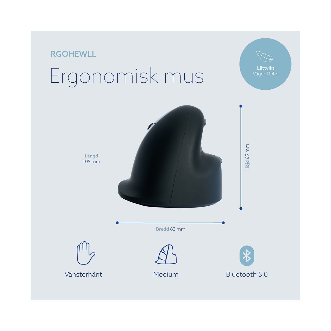 Buy R-Go Maus HE ergonomisch links Bluetooth mittel schw. silb retail in Cyprus, Nicosia, Limassol, Larnaka, Pafos