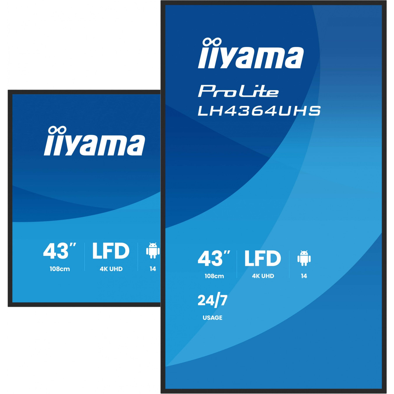 iiyama LH4364UHS-B1AG - 43in 4K UHD Digital Signage Display - LED VA Panel, Android 14, Black, 24/7