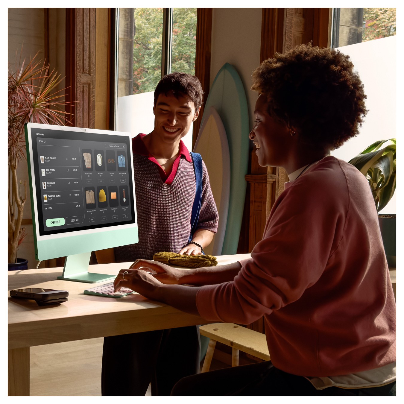 Buy iMac Z1K5 59.62cm 23.5Zoll Standardglas M4 10C CPU 10C GPU 16C N.E. 32GB 1TB SSD Gbit Eth MM MaKey TID DE Blau in Cyprus, Ni