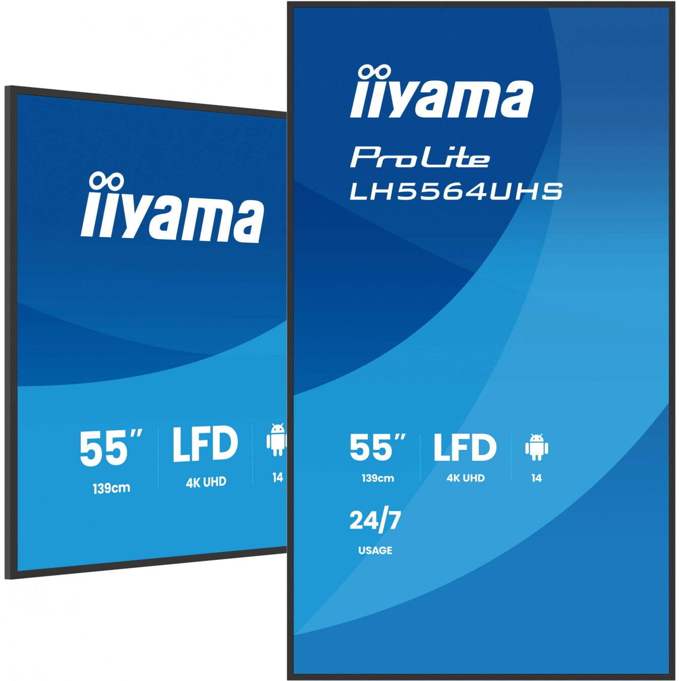 Iiyama LH5564UHS-B1AG - 55" 4K UHD VA Digital Signage Panel, Android 14, Wi-Fi, 2×HDMI & USB-C, Black