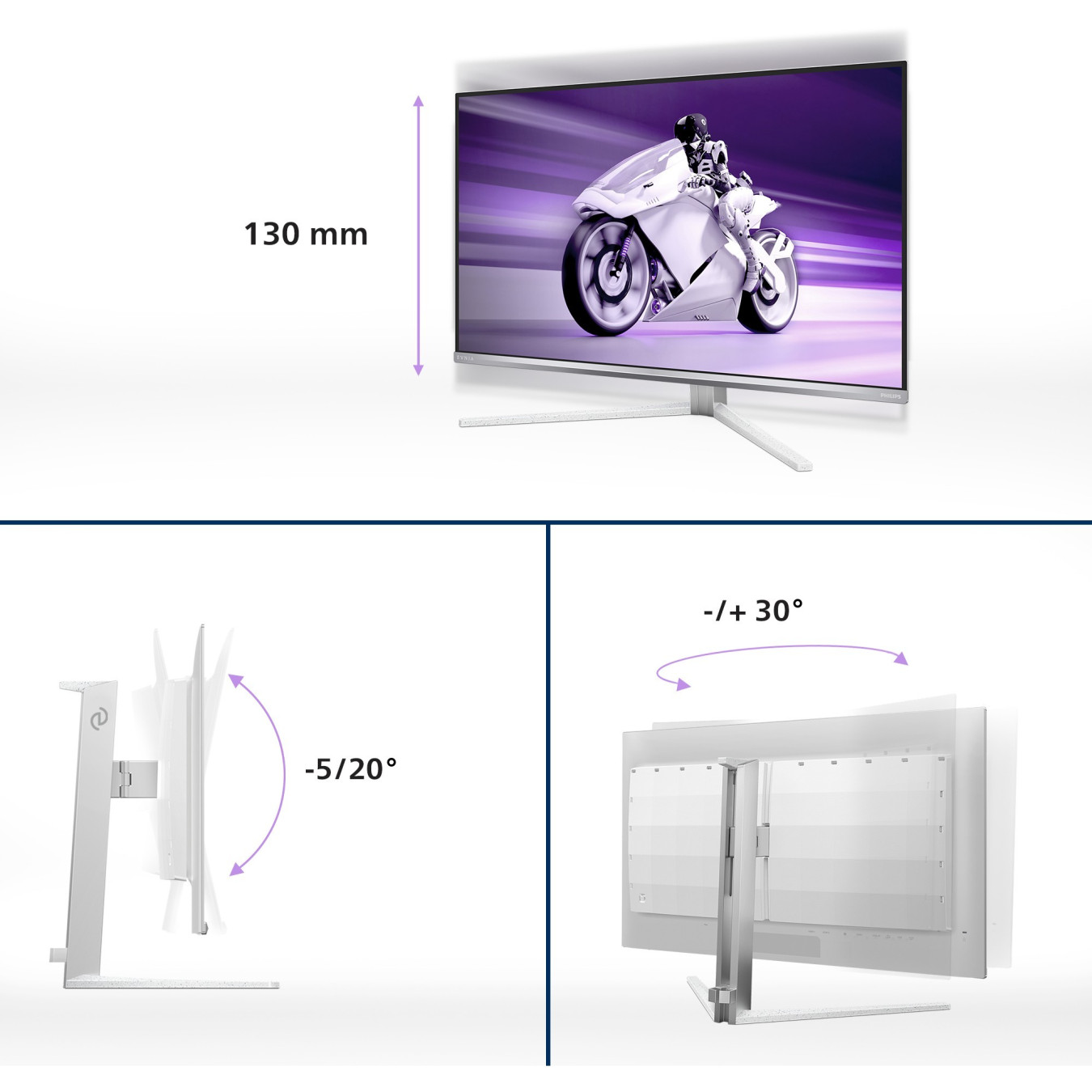 Philips Evnia 32M2N8900 - 31.5in QD-OLED 4K 240Hz Gaming Monitor, White, 2xHDMI 2.1, DP 1.4, USB-C 65W