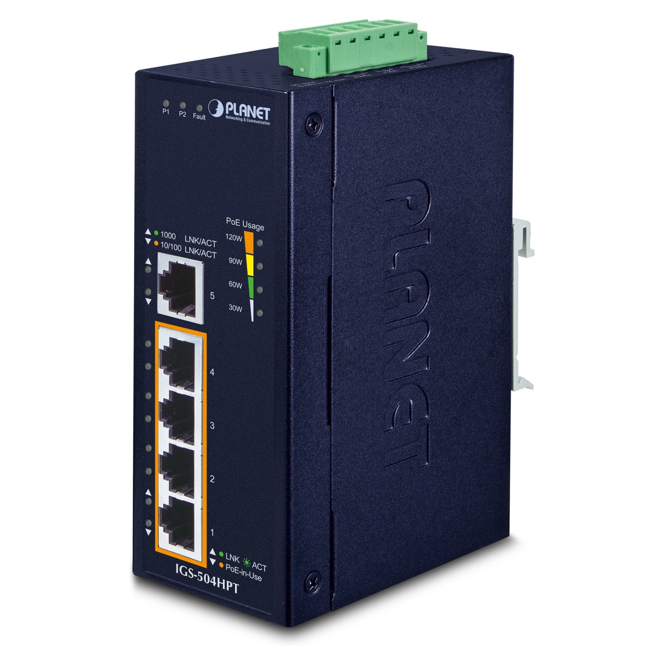 Buy PLANET 5-Port Industrial Gigabit Switch w 4-Port 802.3at in Cyprus, Nicosia, Limassol, Larnaka, Pafos