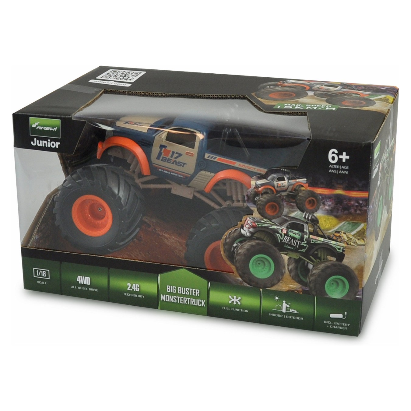 Buy Amewi RC Monstertruck Big Buster 1:18 RTR orange blau 6+ in Cyprus, Nicosia, Limassol, Larnaka, Pafos