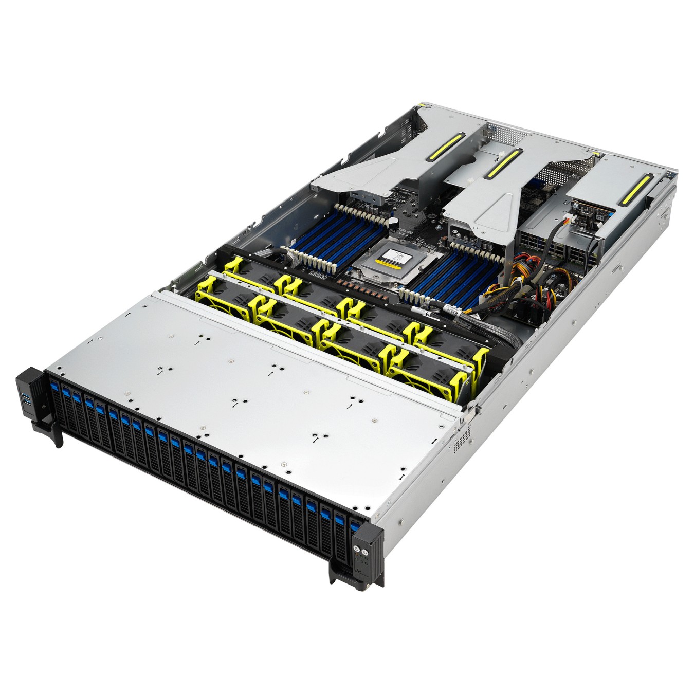 Buy Barebone Server Asus Rack Server RS521A-E12-RS24U 1G 2kW 16NVMe FAN RH OCP GPU 2U Single Sockel SP5 90SF03X1-M000R0 in Cypru