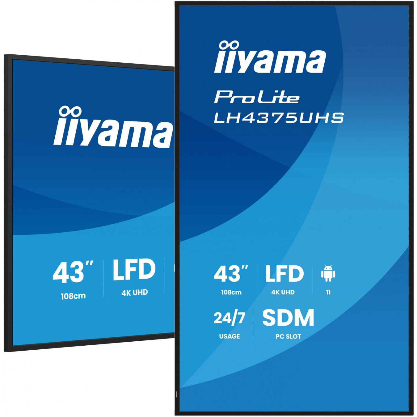 IIYAMA LH4375UHS-B2AG - 42.5" 4K UHD Android 11 Signage Display, 32GB/4GB, Wi-Fi, 500 cd/m², Black, 24/7