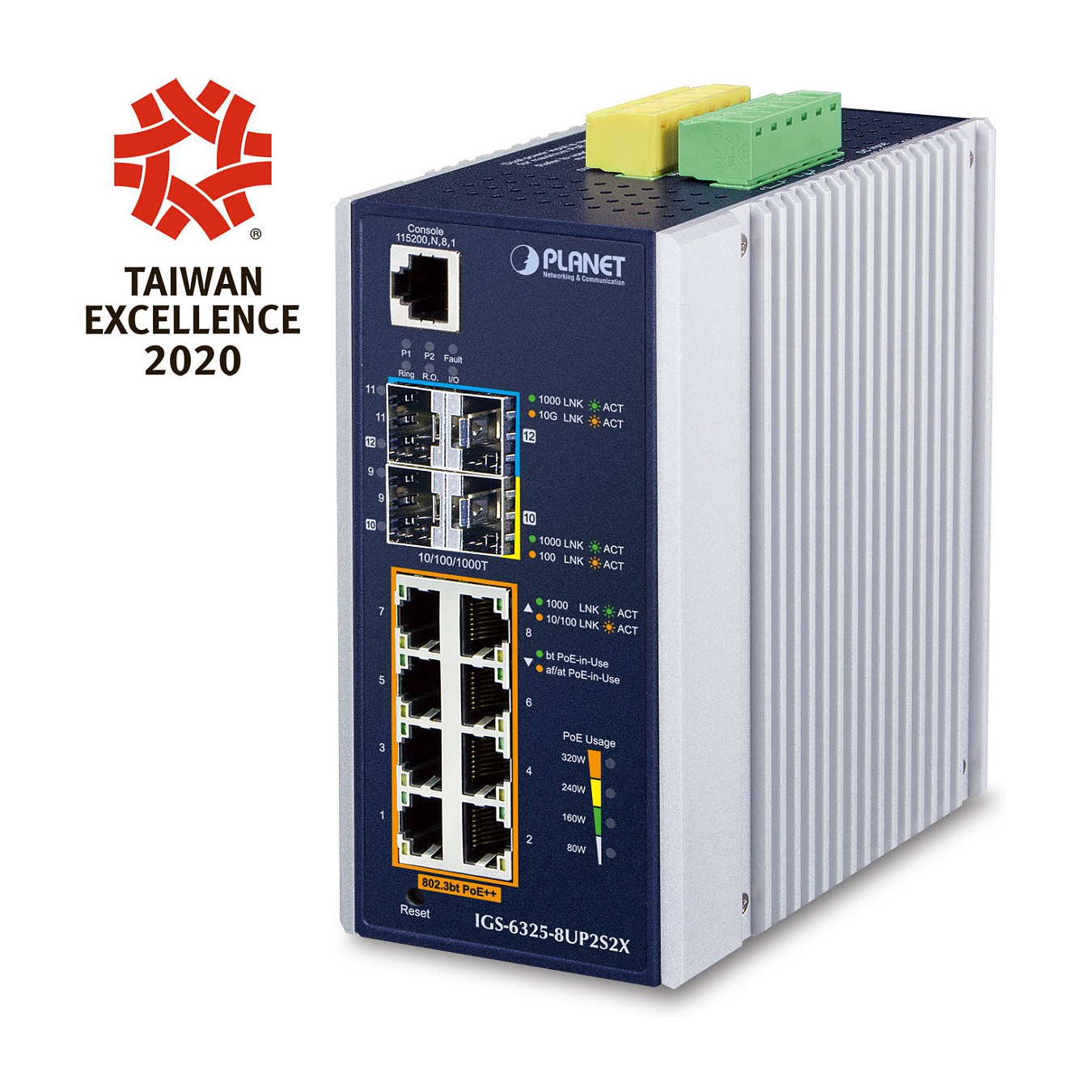 Buy Planet IGS-6325-8UP2S2X Industrie L3 8-Port PoE SFP+ Managed Ethernet Switch in Cyprus, Nicosia, Limassol, Larnaka, Pafos