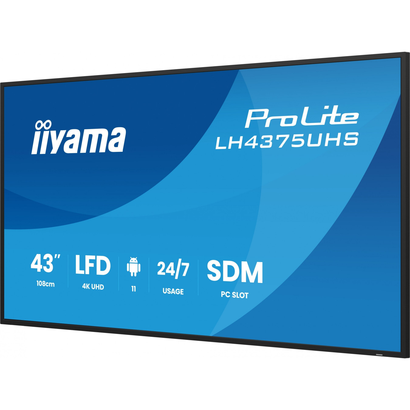 IIYAMA LH4375UHS-B2AG - 42.5" 4K UHD Android 11 Signage Display, 32GB/4GB, Wi-Fi, 500 cd/m², Black, 24/7
