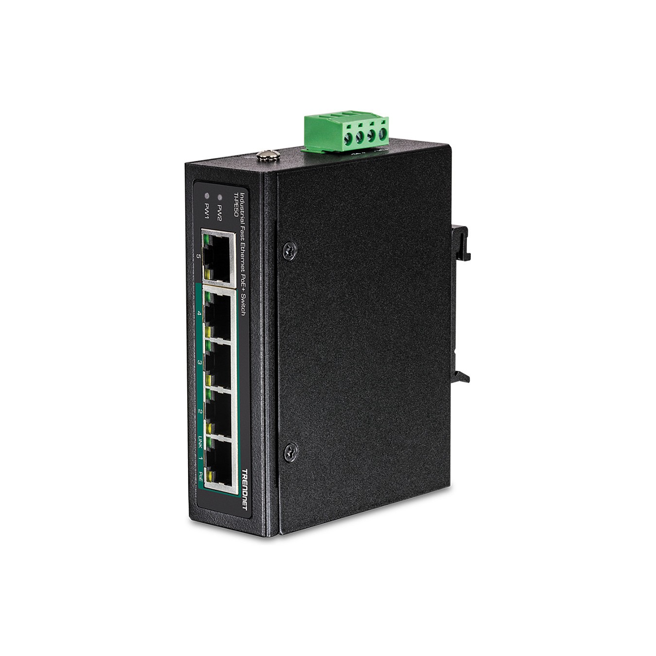 Buy TRENDnet TI-PE50 DIN-Rail Switch 5-Port Industrial Fast Ethernet PoE+ in Cyprus, Nicosia, Limassol, Larnaka, Pafos