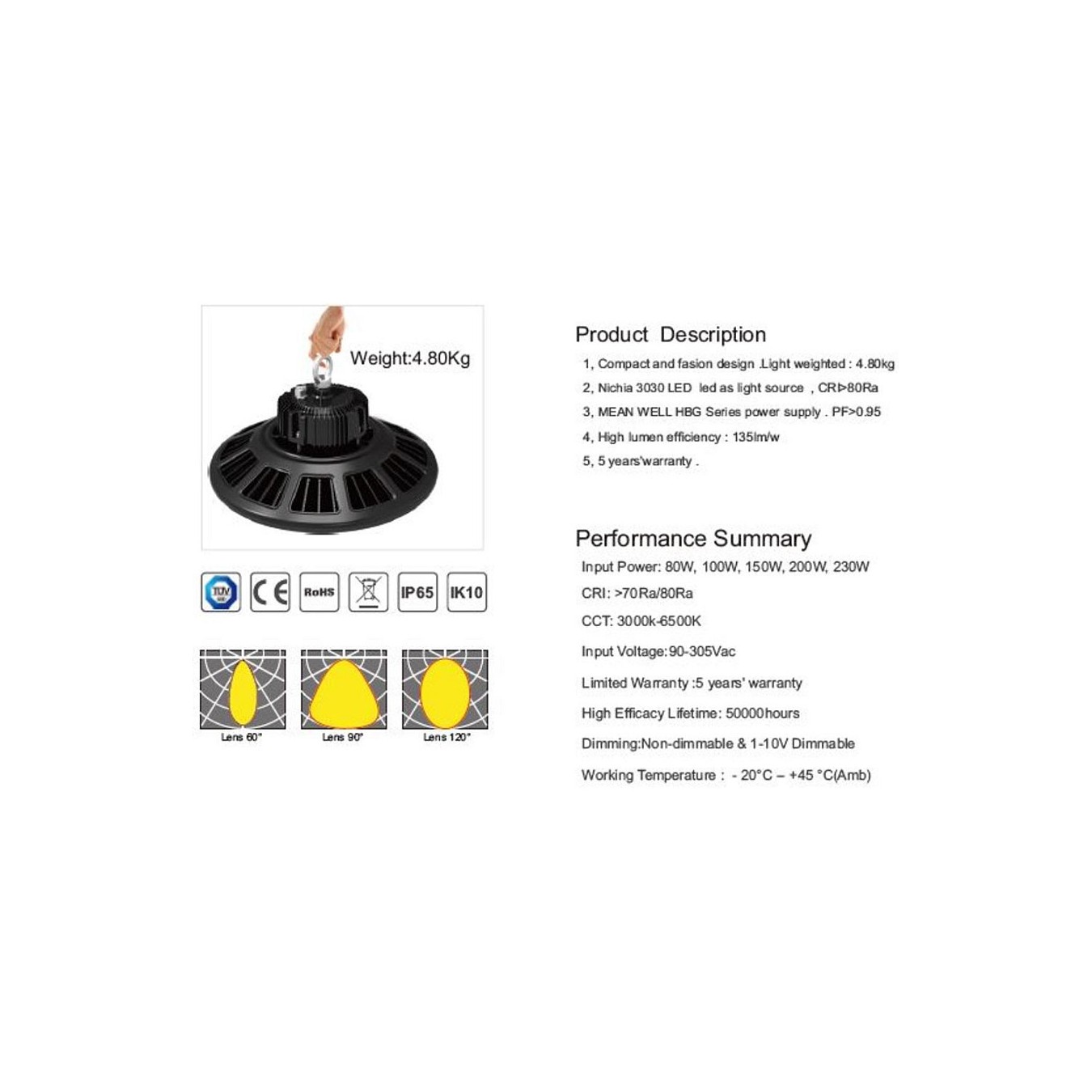 Buy Synergy 21 LED Spot Pendelleuchte UFO 150W für Industrie Lagerhallen cw 120° DIM in Cyprus, Nicosia, Limassol, Larnaka, Pafo