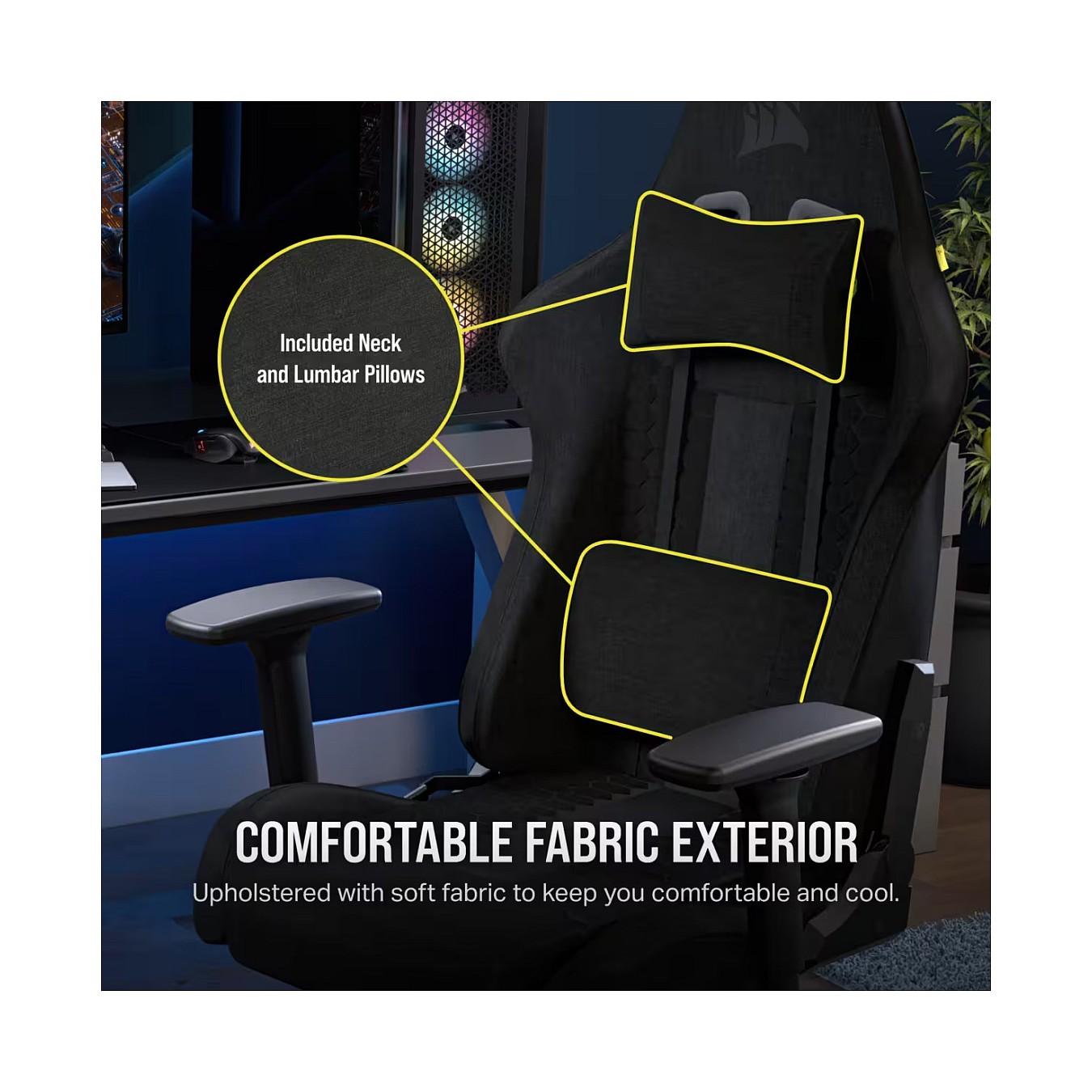 Buy CORSAIR Gaming Stuhl TC100 RELAXED - Fabric (Black) in Cyprus, Nicosia, Limassol, Larnaka, Pafos