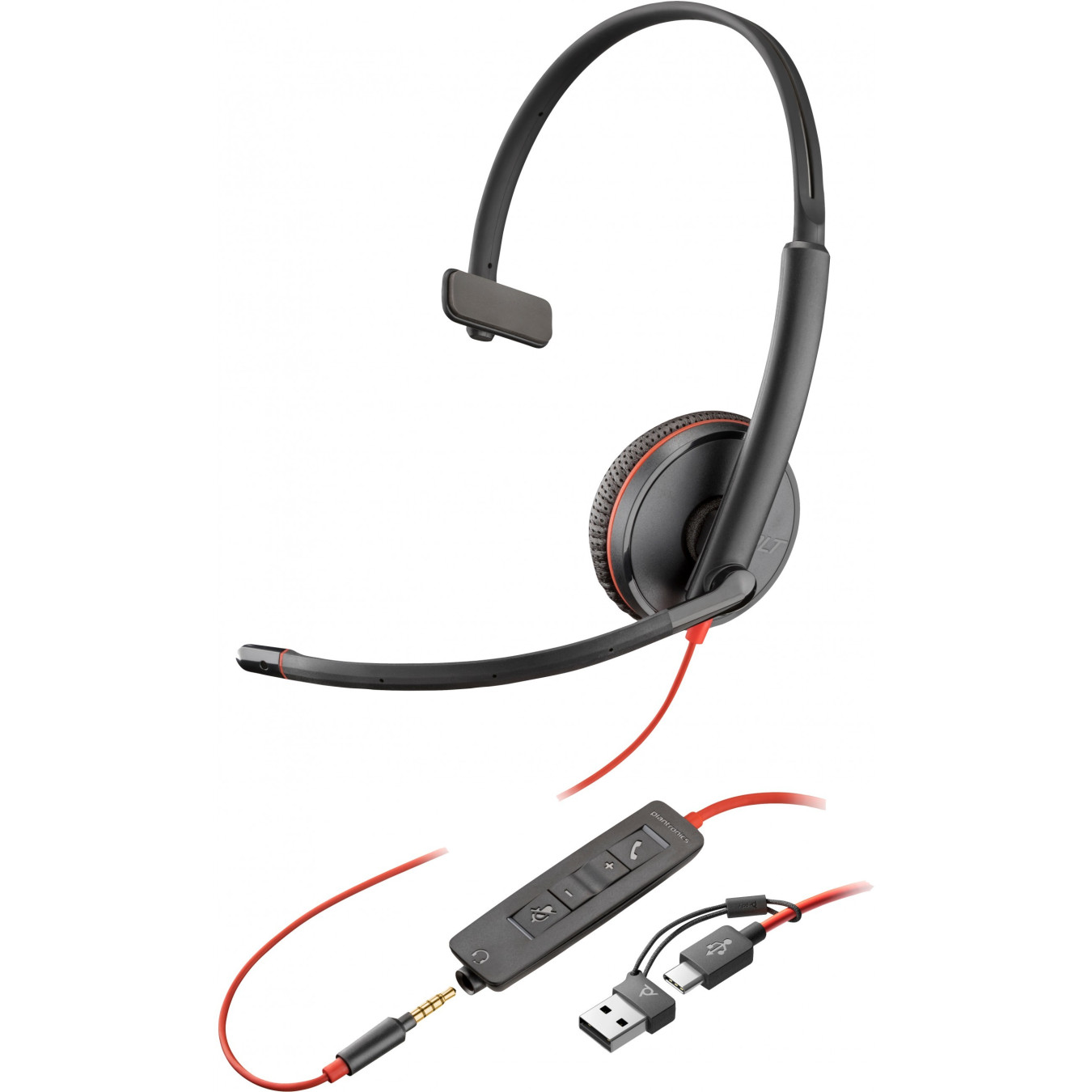 Poly Blackwire 3215 Headset - C3215 - Monaural, USB-C + USB-A Adapter & 3.5mm, Black — Buy in Cyprus with Fast Delivery