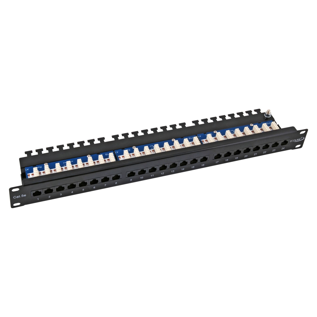 Buy ECOLAN Patchpanel UTP 24xRJ45 Cat.5e, 19 1HE, RAL9005 schwarz in Cyprus, Nicosia, Limassol, Larnaka, Pafos