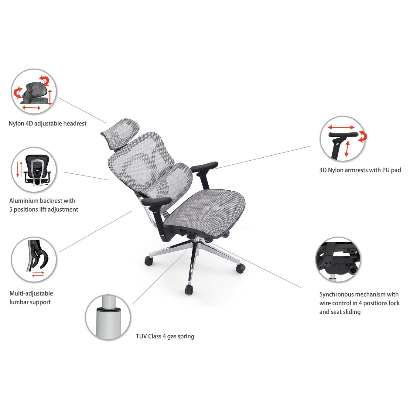 Buy Equip Ergonomischer Bürostuhl+Kopf Armstützen schwarz lite Retail in Cyprus, Nicosia, Limassol, Larnaka, Pafos