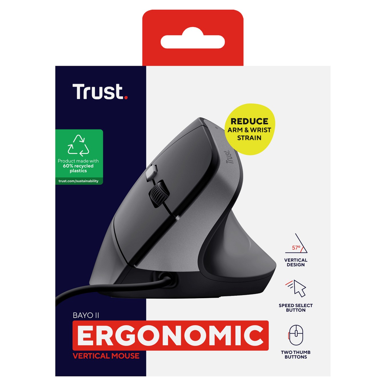 Buy Trust Bayo II Ergonomische Mouse Black in Cyprus, Nicosia, Limassol, Larnaka, Pafos